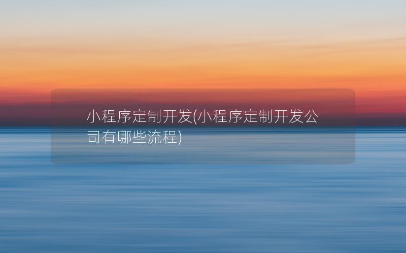 小程序定制開發(fā)(小程序定制開發(fā)公司有哪些流程)