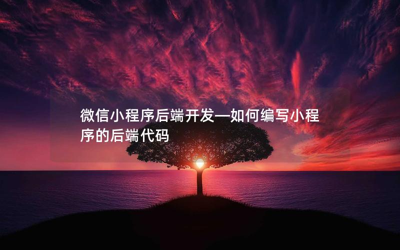 微信小程序后端開發(fā)—如何編寫小程序的后端代碼